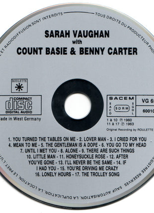 Sarah Vaughan with Count Basie & Benny Carter : Sarah Vaughan With Count Basie & Benny Carter (CD, Comp)