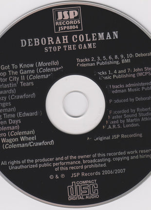 Deborah Coleman : Stop The Game (CD, Album)