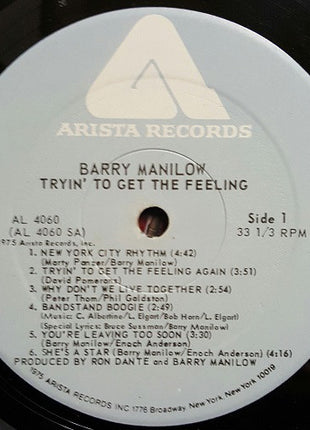 Barry Manilow : Tryin' To Get The Feeling (LP, Album, PRC)