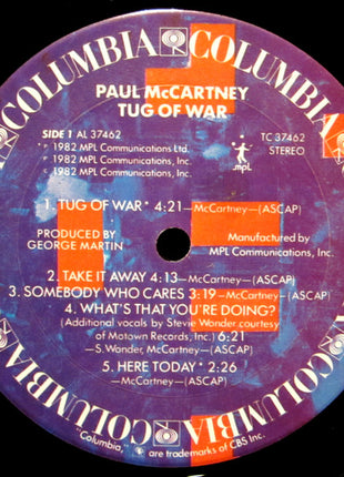 Paul McCartney : Tug Of War (LP, Album, Pit)
