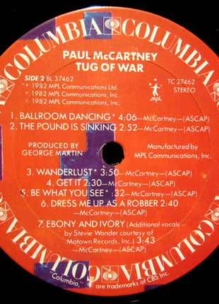 Paul McCartney : Tug Of War (LP, Album, Pit)