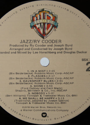 Ry Cooder : Jazz (LP, Album, Jac)