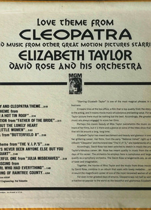 David Rose & His Orchestra : Love Theme From Cleopatra And Music From Other Great Motion Pictures Starring Elizabeth Taylor  (LP, Album)