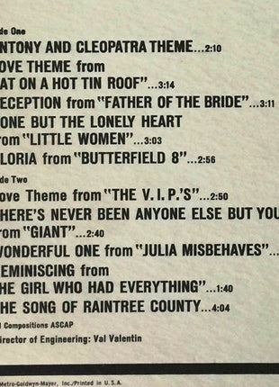 David Rose & His Orchestra : Love Theme From Cleopatra And Music From Other Great Motion Pictures Starring Elizabeth Taylor  (LP, Album)