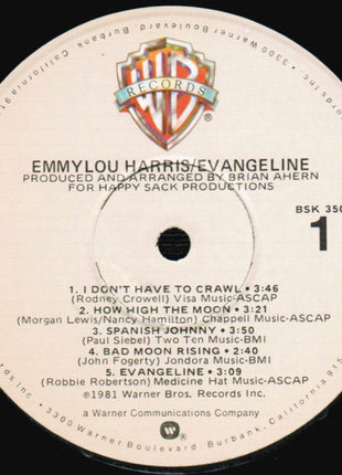 Emmylou Harris : Evangeline (LP, Album, Win)