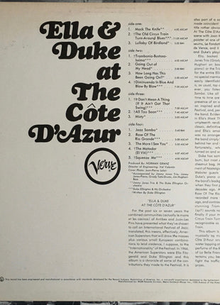 Ella Fitzgerald / Duke Ellington : Ella & Duke At The Côte D'Azur (2xLP, Album, Tex)
