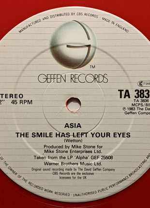 Asia (2) : The Smile Has Left Your Eyes (12", Single, Red)