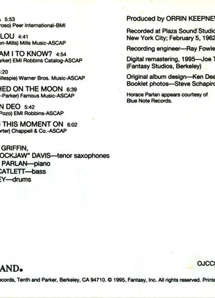 The Eddie Davis-Johnny Griffin Quintet : Tough Tenor Favorites (CD, Album, Ltd, RE, RM)