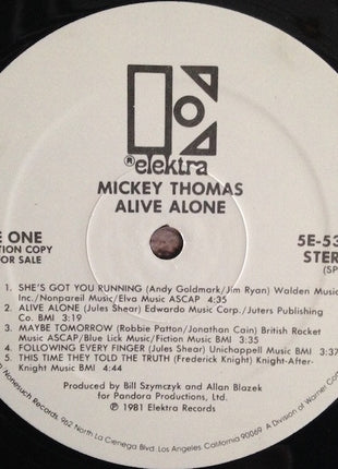 Mickey Thomas : Alive Alone (LP, Album, Promo, Spe)