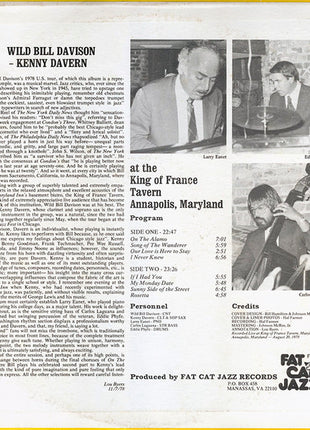 Wild Bill Davison, Kenny Davern : At The King Of France Tavern Annapolis (LP, Album)