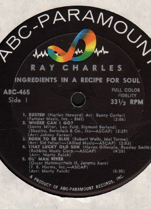 Ray Charles : Ingredients In A Recipe For Soul (LP, Album, Mono)