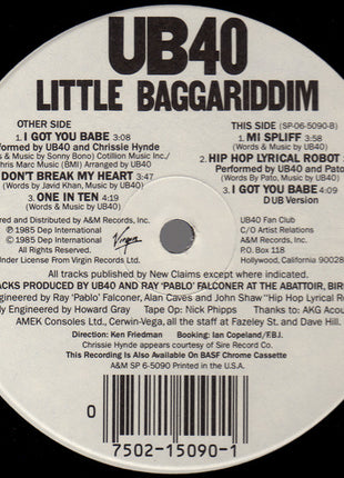 UB40 : Little Baggariddim (12", EP)