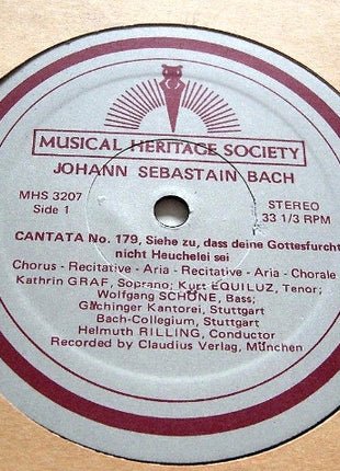 Johann Sebastian Bach - Frankfurter Kantorei, Gächinger Kantorei Stuttgart, Bachcollegium Stuttgart, Helmuth Rilling : Cantata No. 114, Ach Lieben Christen, Seid Getrost / Cantata No. 179, Siehe Zu, Dass Deine Gottesfurcht Nicht Heuchelei Sei (LP, RE)