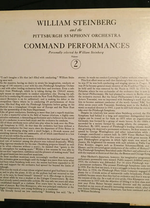 William Steinberg And The Pittsburgh Symphony Orchestra : Command Performances Volume 2 (LP, Album, Comp, Gat)