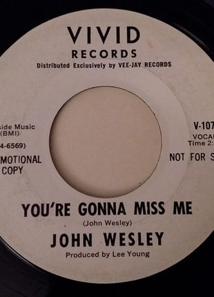 John Wesley (9) : You're Gonna Miss Me / Girl With The Red Dress On (7", Promo)