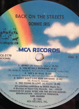 Donnie Iris : Back On The Streets (LP, Album, Pin)