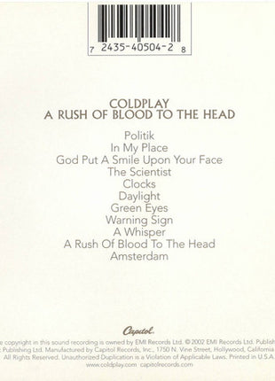 Coldplay : A Rush Of Blood To The Head (CD, Album, RE, Cin)