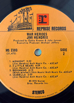 Jimi Hendrix : War Heroes (LP, Album, Ter)