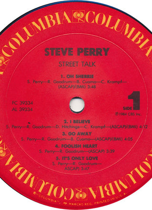 Steve Perry : Street Talk (LP, Album, Pit)