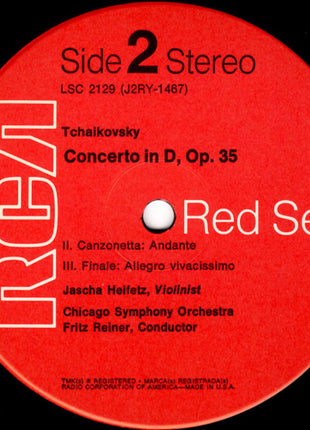 Tschaikowsky* - Heifetz*, Reiner*, Chicago Symphony* : Violin Concerto (LP, Album, RP)