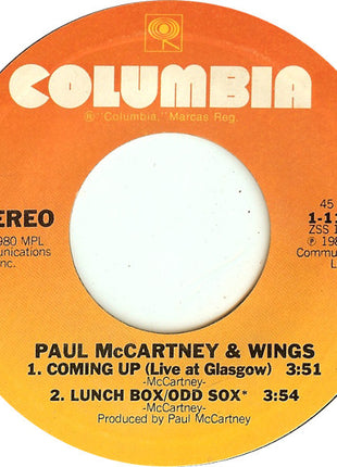 Paul McCartney : Coming Up (7", Styrene, Pit)