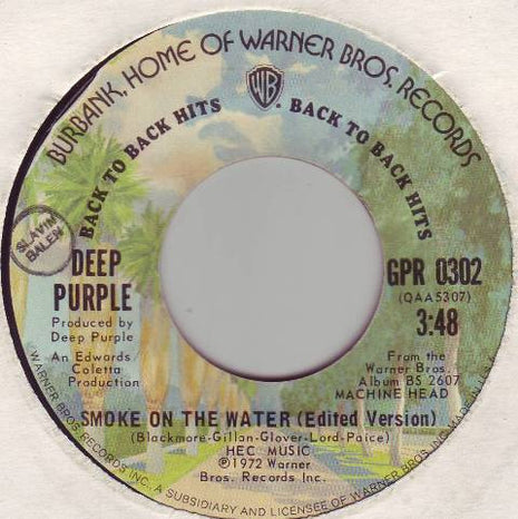 Deep Purple : Smoke On The Water (Edited Version) (7", Single, RE)